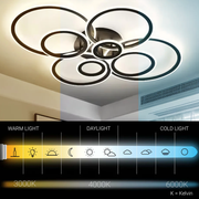 LED csillár távirányítóval BETTY 127W, 8 kör, hideg/meleg/semleges fény, szabályozható, fekete LED csillárok távirányítóval Alapértelmezett cím Alessandro Design