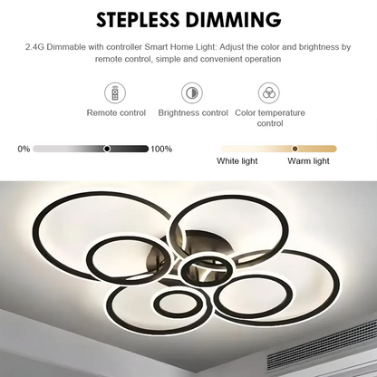 LED csillár távirányítóval BETTY 127W, 8 kör, hideg/meleg/semleges fény, szabályozható, fekete LED csillárok távirányítóval Alapértelmezett cím Alessandro Design