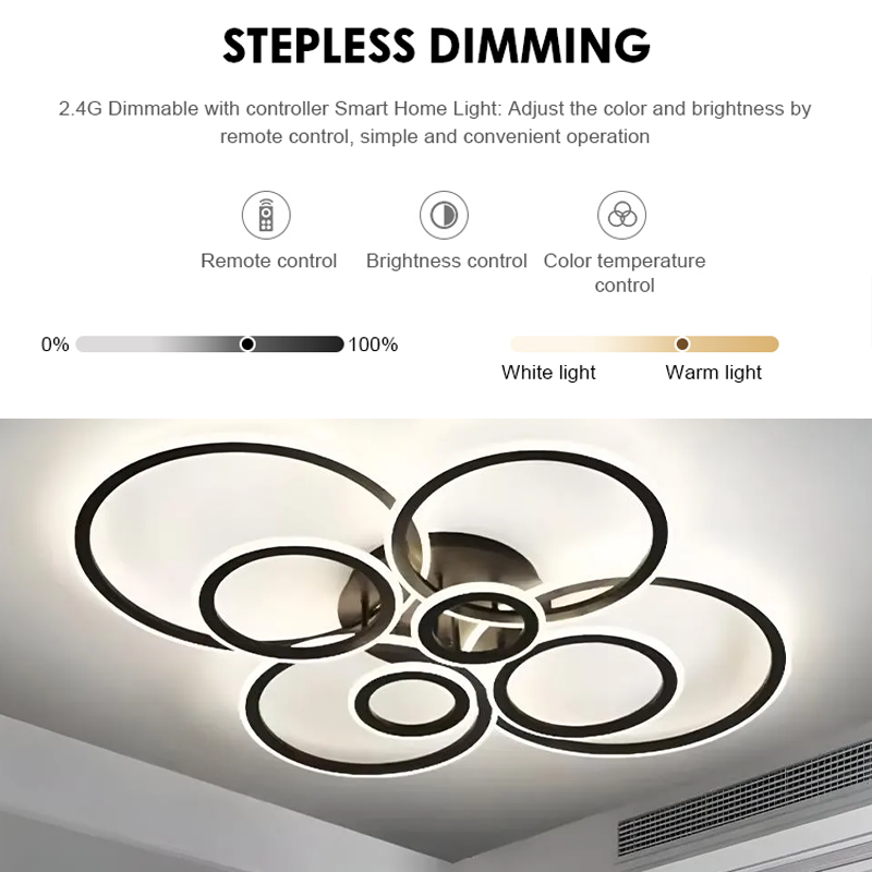 LED csillár távirányítóval BETTY 127W, 8 kör, hideg/meleg/semleges fény, szabályozható, fekete LED csillárok távirányítóval Alapértelmezett cím Alessandro Design