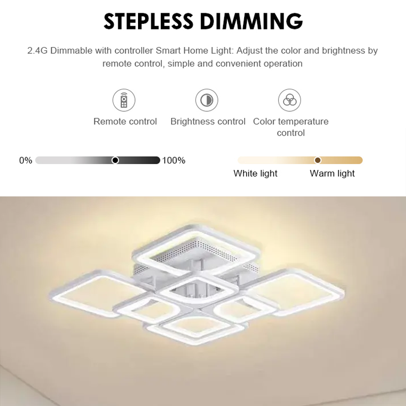 LED-csillár távirányítóval ZOE 138W, 8 négyzet, hideg/meleg/semleges fény, szabályozható, fehér LED-es csillár távirányítóval Alapértelmezett cím Alessandro Design