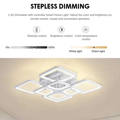 LED-csillár távirányítóval ZOE 138W, 8 négyzet, hideg/meleg/semleges fény, szabályozható, fehér LED-es csillár távirányítóval Alapértelmezett cím Alessandro Design