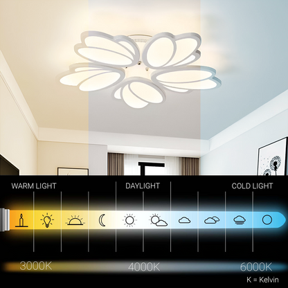 LED-es csillár távirányítóval TULIP 81W, 5 szirom, hideg/meleg/semleges fény, szabályozható, fehér LED-es csillár távirányítóval Alapértelmezett cím Alessandro Design