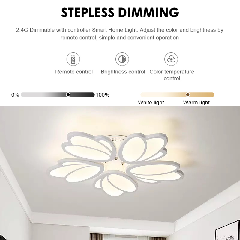 LED-es csillár távirányítóval TULIP 81W, 5 szirom, hideg/meleg/semleges fény, szabályozható, fehér LED-es csillár távirányítóval Alapértelmezett cím Alessandro Design