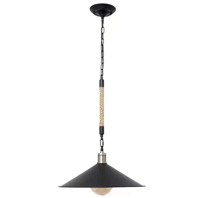 Zsinóros csillár LV570/1BK, 1xE27, átmérő 26,5 cm, magasság 11 cm, IP20, barna, fekete, fém és húr, izzók nem tartozék