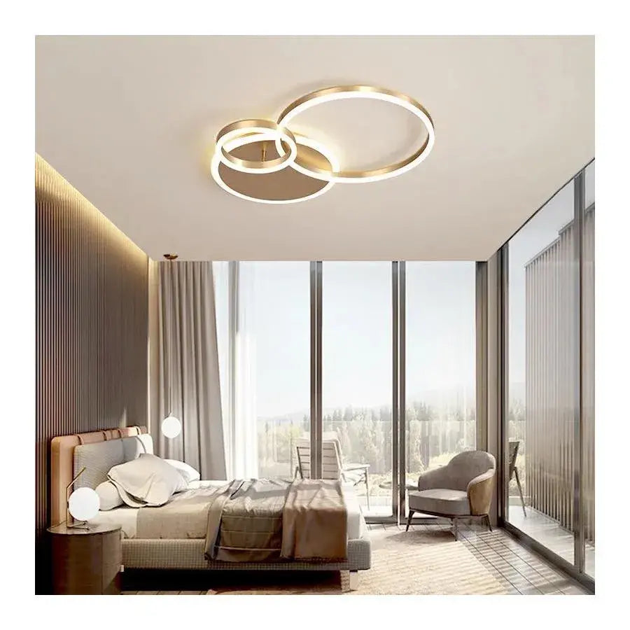 LED csillár távirányítóval MYRENE 110W, 2 kör, hideg/meleg/semleges fény, szabályozható, arany LED csillárok távirányítóval Alapértelmezett cím Alessandro Design