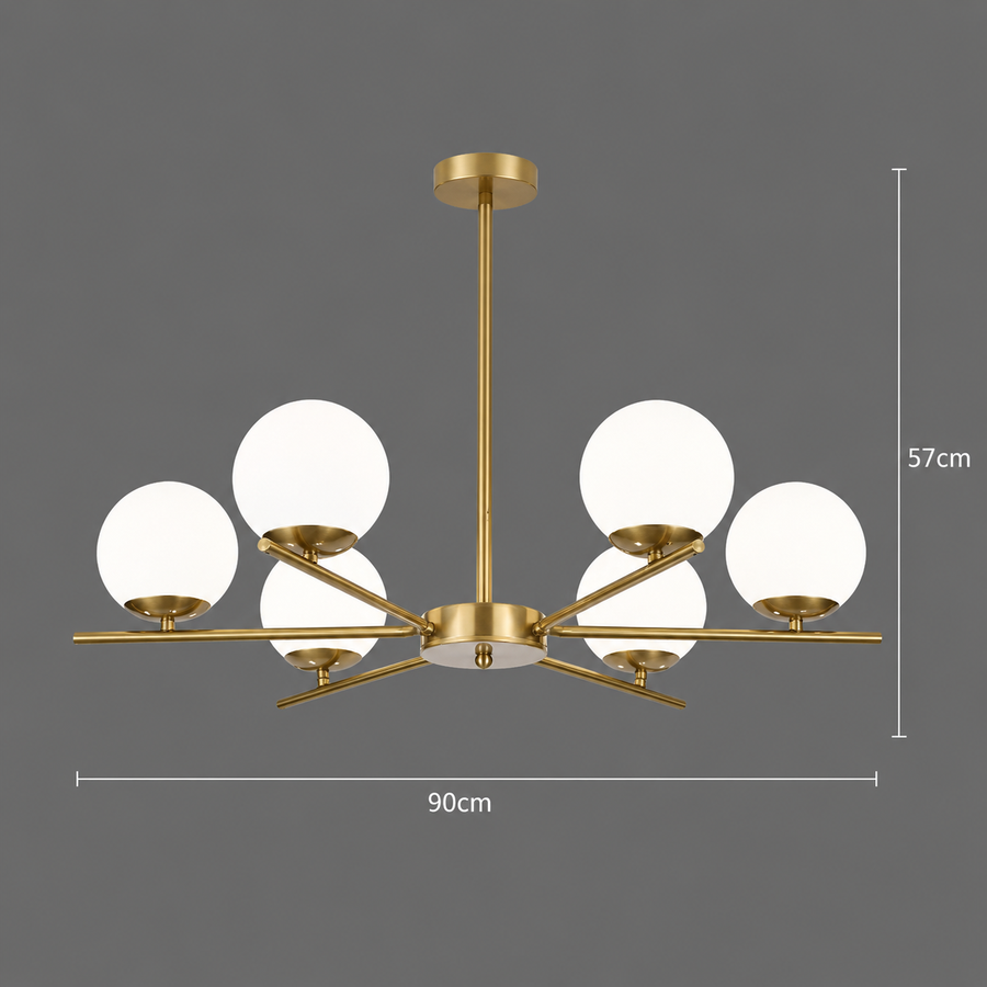 Lustra Clasica NUUK, 90x57cm, 6xE27, Metal si Plastic, Auriu
