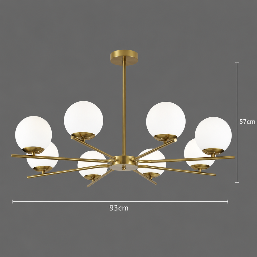 Lustra Clasica NUUK, 93x57cm, 8xE27, Metal si Plastic, Auriu