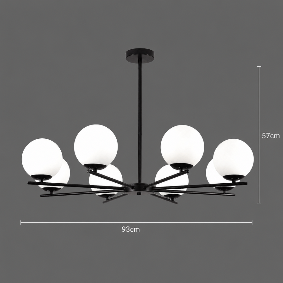 Lustra Clasica NUUK, 93x57cm, 8xE27, Metal si Plastic, Negru