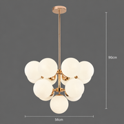 Lustra Clasica ORBS Magno, 56cm, 13xE27, Globuri, Metal si Plastic, Auriu