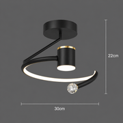 LED -csillár, 34W, 24 cm átmérőjű, hideg/forró/semleges fény, fekete
