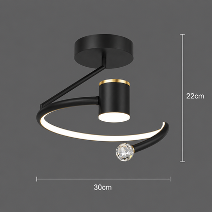 LED -csillár, 34W, 24 cm átmérőjű, hideg/forró/semleges fény, fekete