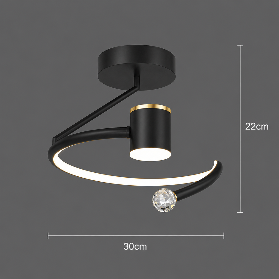 LED -csillár, 34W, 24 cm átmérőjű, hideg/forró/semleges fény, fekete