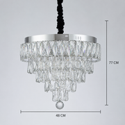 Lustra LED Cristal cu telecomanda RIGO Eleganza Diametru 48cm, Crom Lucios, Inaltime Reglabila, Metal si Cristal