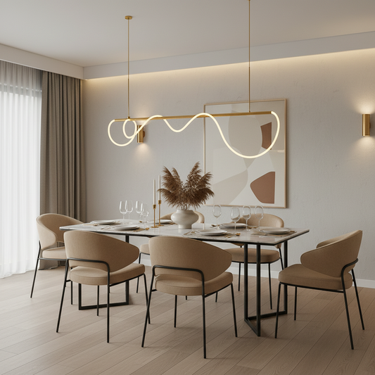 DIVINO LED csillár rugalmas szilikon csővel – 62 W, ​​állítható fény, arany Modern csillárok Alapértelmezett cím Alessandro Design