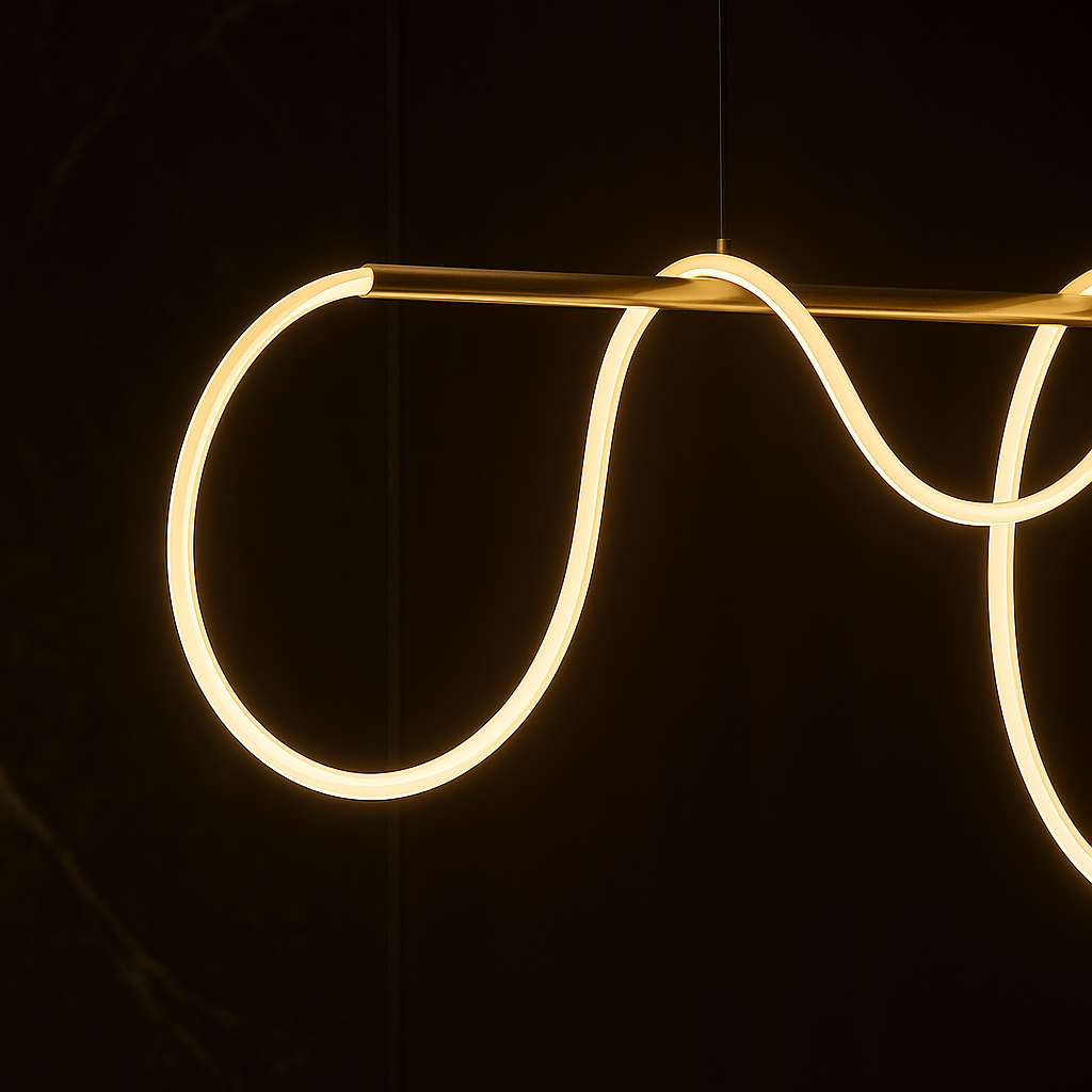 DIVINO LED csillár rugalmas szilikon csővel – 62 W, ​​állítható fény, arany Modern csillárok Alapértelmezett cím Alessandro Design