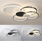 LED csillár távirányítóval, KILLIAN, 74 W, 6 kör, hideg/meleg/semleges fény 3000K/4000K/6000K, szabályozható, fekete-fehér, fém és akril LED-csillárok távirányítóval Alapértelmezett cím Alessandro Design
