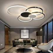 LED csillár távirányítóval, KILLIAN, 74 W, 6 kör, hideg/meleg/semleges fény 3000K/4000K/6000K, szabályozható, fekete-fehér, fém és akril LED-csillárok távirányítóval Alapértelmezett cím Alessandro Design