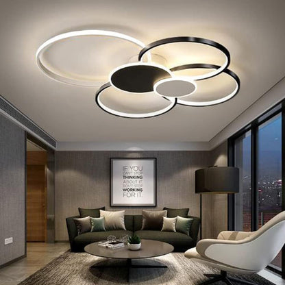 LED csillár távirányítóval, KILLIAN, 74 W, 6 kör, hideg/meleg/semleges fény 3000K/4000K/6000K, szabályozható, fekete-fehér, fém és akril LED-csillárok távirányítóval Alapértelmezett cím Alessandro Design