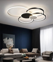 LED csillár távirányítóval, KILLIAN, 74 W, 6 kör, hideg/meleg/semleges fény 3000K/4000K/6000K, szabályozható, fekete-fehér, fém és akril LED-csillárok távirányítóval Alapértelmezett cím Alessandro Design