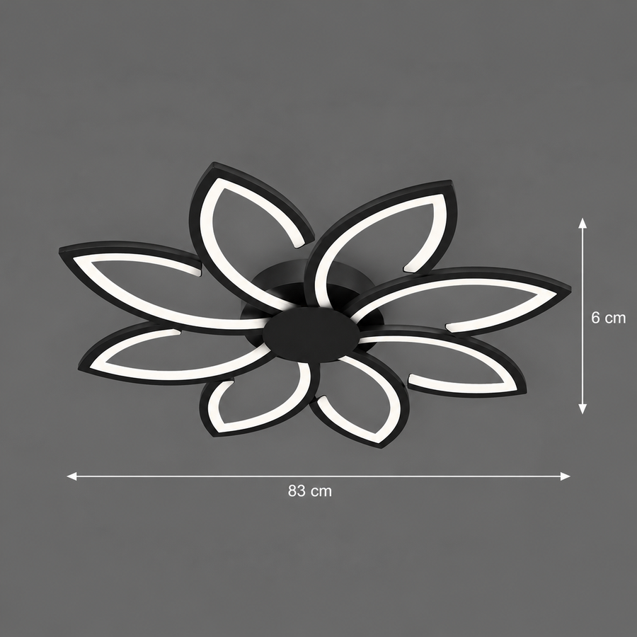 Lustra LED cu telecomanda BLUM, 108W, lumina Rece/Calda/Neutra, Dimabila, Negru, Metal si Acril