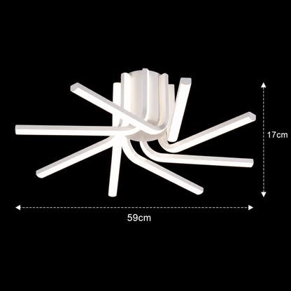Lustra LED cu telecomanda IBANE, 8 surse, 3000K/4000K/6000K, 128W, Metal și Silicon, Alb