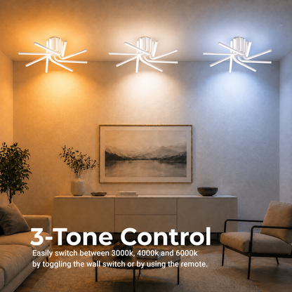 Lustra LED cu telecomanda IBANE, 8 surse, 3000K/4000K/6000K, 128W, Metal și Silicon, Alb