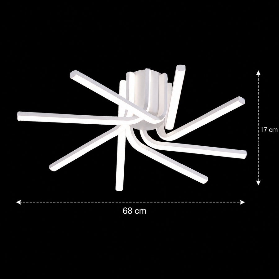 Lustra LED cu telecomanda IBANE, 8 surse, 3000K/4000K/6000K, 144W, Metal și Silicon, Alb