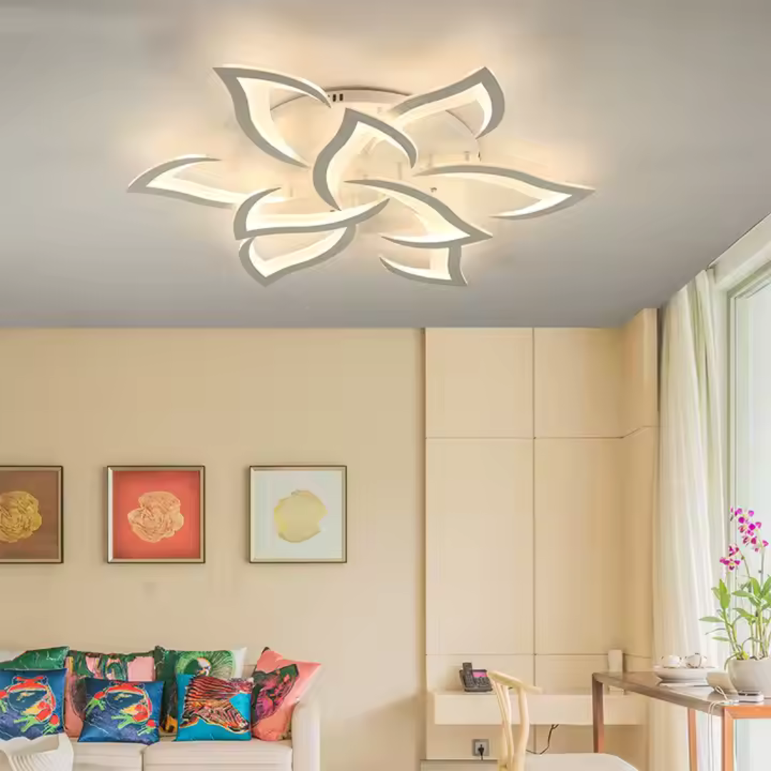 LED-es csillár távirányítóval LOTUS 91W, 9 szirom, hideg/meleg/semleges fény, szabályozható, fehér LED-es csillár távirányítóval Alapértelmezett cím Alessandro Design