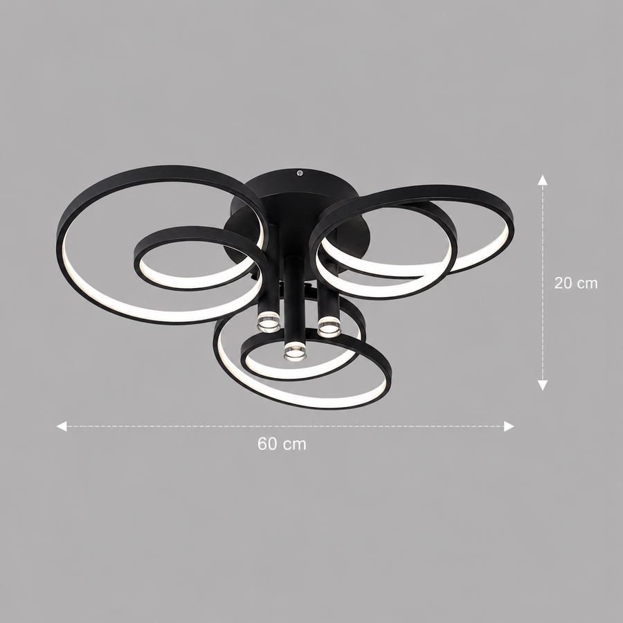 Lustra LED cu telecomanda ORMS Magno, 3000K/4000K/6000K, 146W, Metal și Plastic, Negru