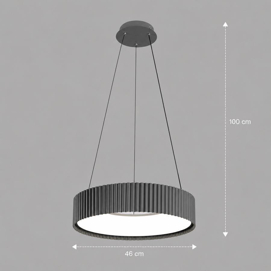 Lustra LED cu telecomanda SCHECTE, 3000K/4000K/6000K, 70W, Metal și Plastic, Gri