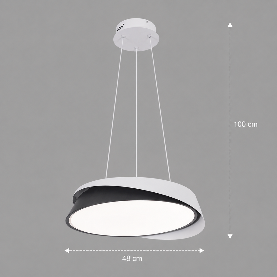 Lustra LED cu telecomanda SCHECTE, 3000K/4000K/6000K, 96W, Metal și Plastic, Alba+Neagra
