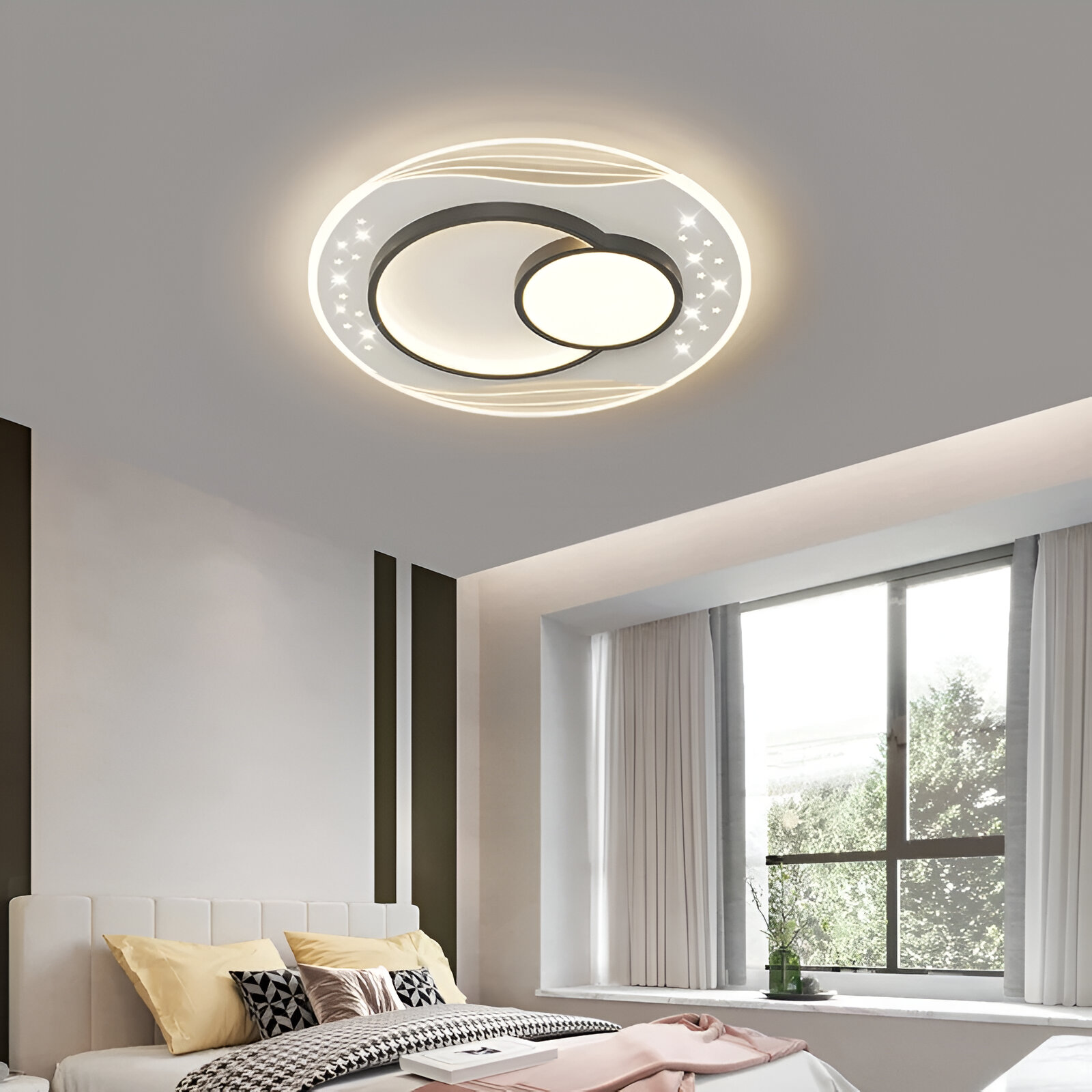 Lustra LED cu telecomanda SERPENTA 51W, Rotunda, lumina Rece/Calda/Neutra, Dimabila, Negru Lustre LED cu Telecomanda Default Title Alessandro Design