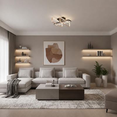 Lustra LED cu telecomanda TRANBERG, 3 surse(1negre+2auriu), 3000K/4000K/6000K, 144W, Metal și Plastic, Negru