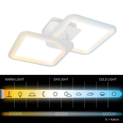 LED csillár távirányítóval ZOE 41W, 2 négyzet, hideg/meleg/semleges fény, szabályozható, fehér LED-es csillár távirányítóval Alapértelmezett cím Alessandro Design