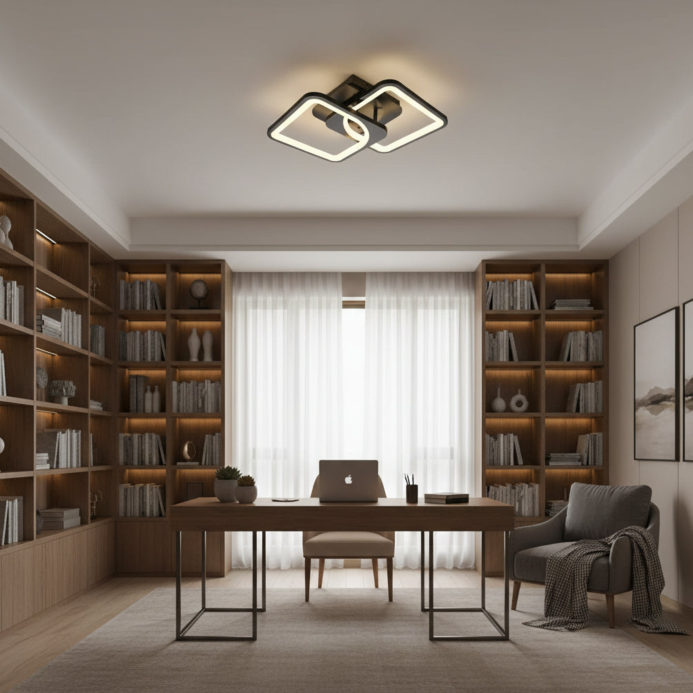 LED-es csillár távirányítóval ZOE 27W, 2 négyzet, hideg/meleg/semleges fény, szabályozható, fekete LED-es csillárok távirányítóval Alapértelmezett cím Alessandro Design