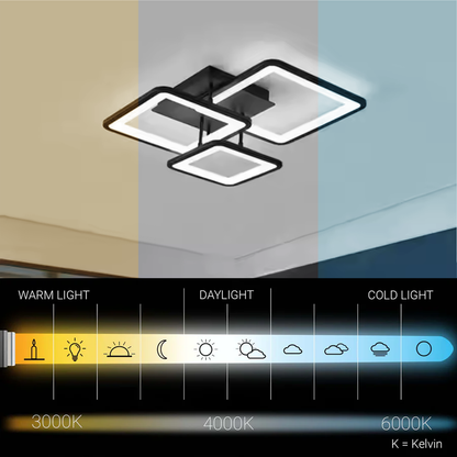 Lustra LED cu telecomanda ZOE 60W, 3 Patrate, lumina Rece/Calda/Neutra, Dimabila, Negru Lustre LED cu Telecomanda Default Title Alessandro Design
