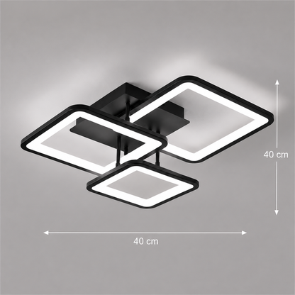 LED csillár távirányítóval ZOE 46W, 3 négyzet, hideg/meleg/semleges fény, szabályozható, fekete