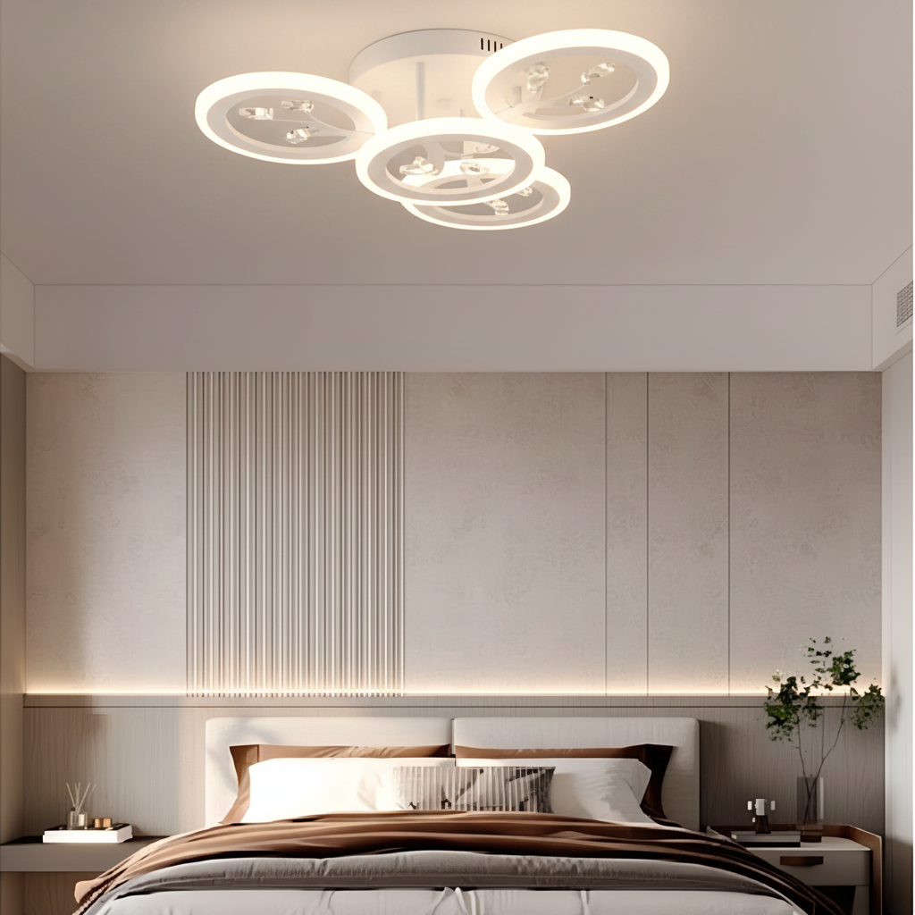 LED csillár távirányítóval és kristály DAISY 53W, 4 elem, hideg/meleg/semleges fény, szabályozható, fehér LED-es csillár távirányítóval Alapértelmezett cím Alessandro Design