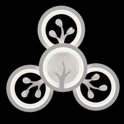 LED csillár távirányítóval és kristály DAISY 53W, 4 elem, hideg/meleg/semleges fény, szabályozható, fehér