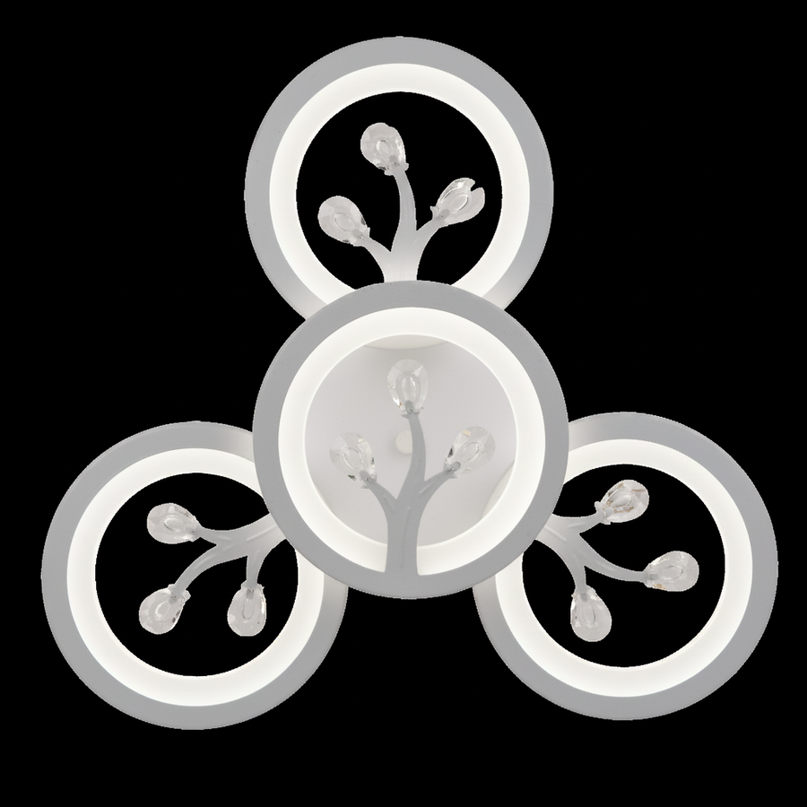 LED csillár távirányítóval és kristály DAISY 53W, 4 elem, hideg/meleg/semleges fény, szabályozható, fehér