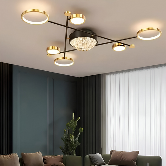 LED csillár távirányítóval és kristály GUIDA 38W, 6 elem, hideg/meleg/semleges fény, szabályozható, fekete arany LED csillárok távirányítóval Alapértelmezett cím Alessandro Design