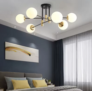Kerek fehér gömbcsillár, PENTHOUSE Lounge, 6xE27, fekete/arany, fém Modern csillárok Alapértelmezett cím Alessandro Design