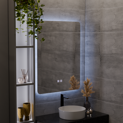 ARTEA Touch négyszögletes LED tükör, 60x80 cm, páramentesítő rendszer, szabályozható, hideg fény 6000K