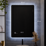 ARTEA Touch négyszögletes LED tükör, 60x80 cm, páramentesítő rendszer, szabályozható, hideg fény 6000K