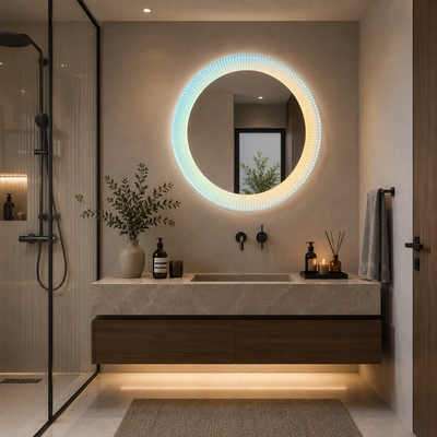 Giga LED tükör, 80x60cm, Ezüst, Touch, 6000K fény