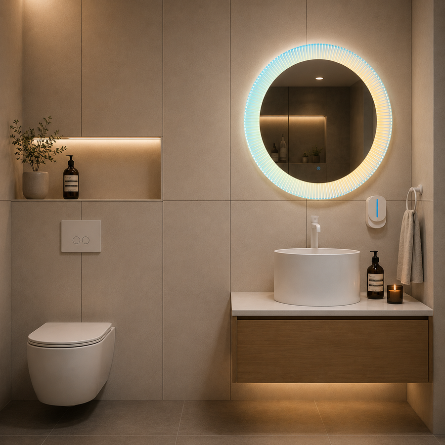 Giga LED tükör, 80x60cm, Ezüst, Touch, 6000K fény