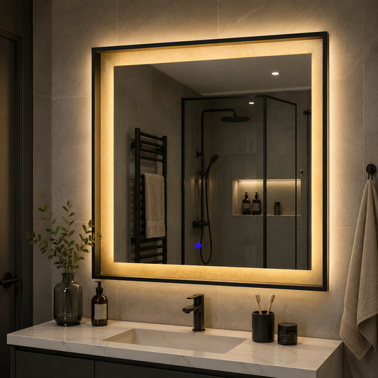 Giga LED tükör, 80x60cm, Ezüst, Touch, 6000K fény