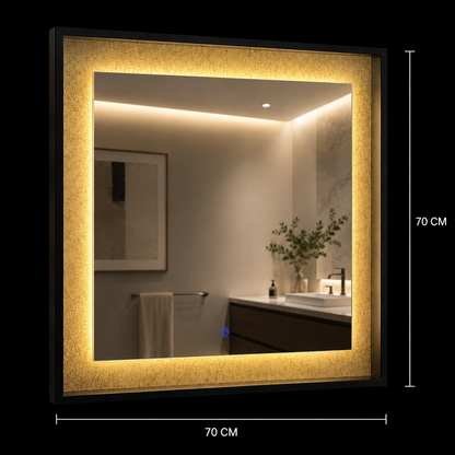 Giga LED tükör, 80x60cm, Ezüst, Touch, 6000K fény