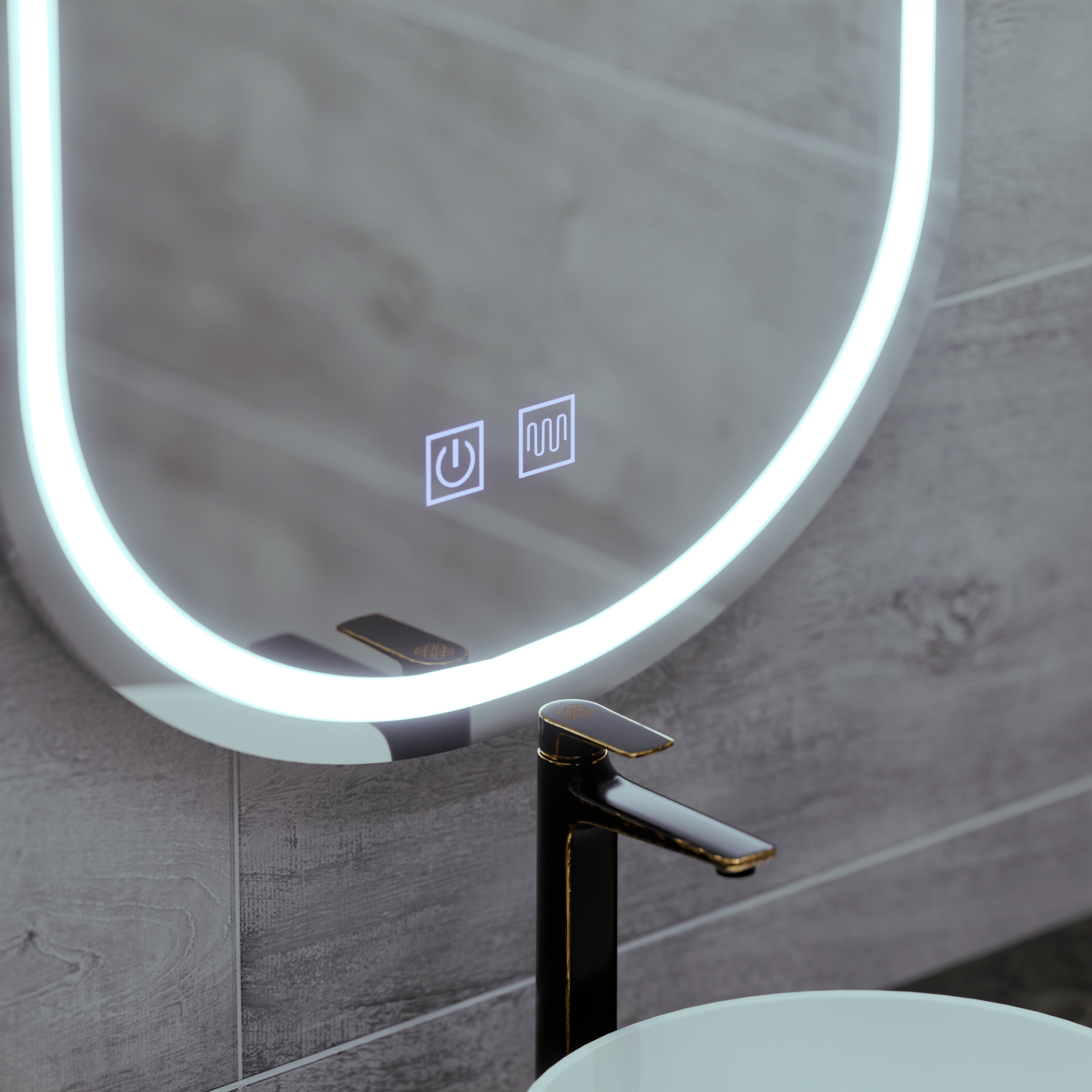 Ovális LED tükör 50x80cm, Velara Touch, páramentesítő rendszer, szabályozható, hideg fény 6000K Korman Mirrors E Alapértelmezett cím Alessandro Design