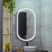 Ovális LED tükör 50x80cm, Velara Touch, páramentesítő rendszer, szabályozható, hideg fény 6000K